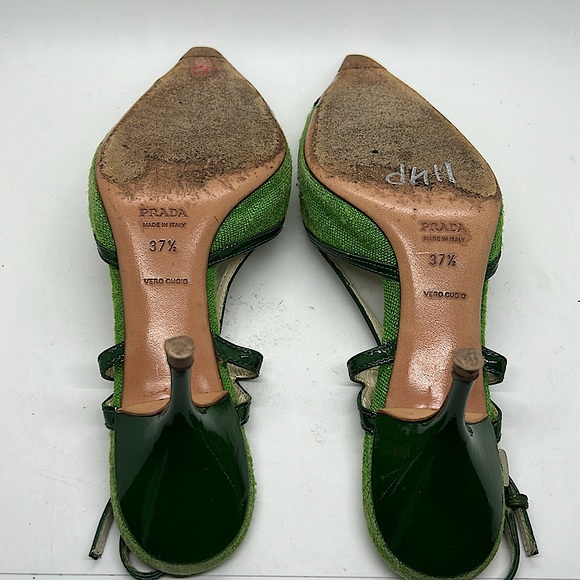 Prada Authenticated Vintage Green Pointed Toes Heels Shoes **Sz 37.5/US Sz 7.5** - Picture 8 of 14